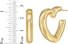 Load image into Gallery viewer, 925 Sterling Silver or 14k Gold over Silver 28mm Open Heart C-Hoop Earrings
