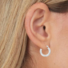 Load image into Gallery viewer, 14k White Gold 3mm x 15mm, 25mm or 35mm Diamond Cut &amp; Polished Hoop Earrings
