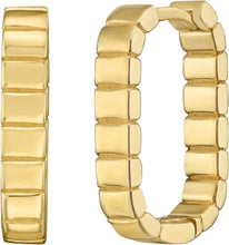 Load image into Gallery viewer, 14k Yellow Gold 13mm Polished Ribbed Oval Hoop Earrings
