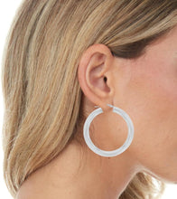 Load image into Gallery viewer, 10k White Gold 25mm x 5mm High Polish Round Tube Hoop Earrings
