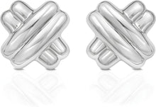 Load image into Gallery viewer, 925 Sterling Silver or 14k Gold over Silver 22.8mm Puffy Double X Stud Earrings
