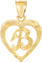 Load image into Gallery viewer, 10k Yellow Gold 19mm Personalized Alphabet Letter A - Z Initial Heart Pendant with optional Extendable Cable Chain Necklace
