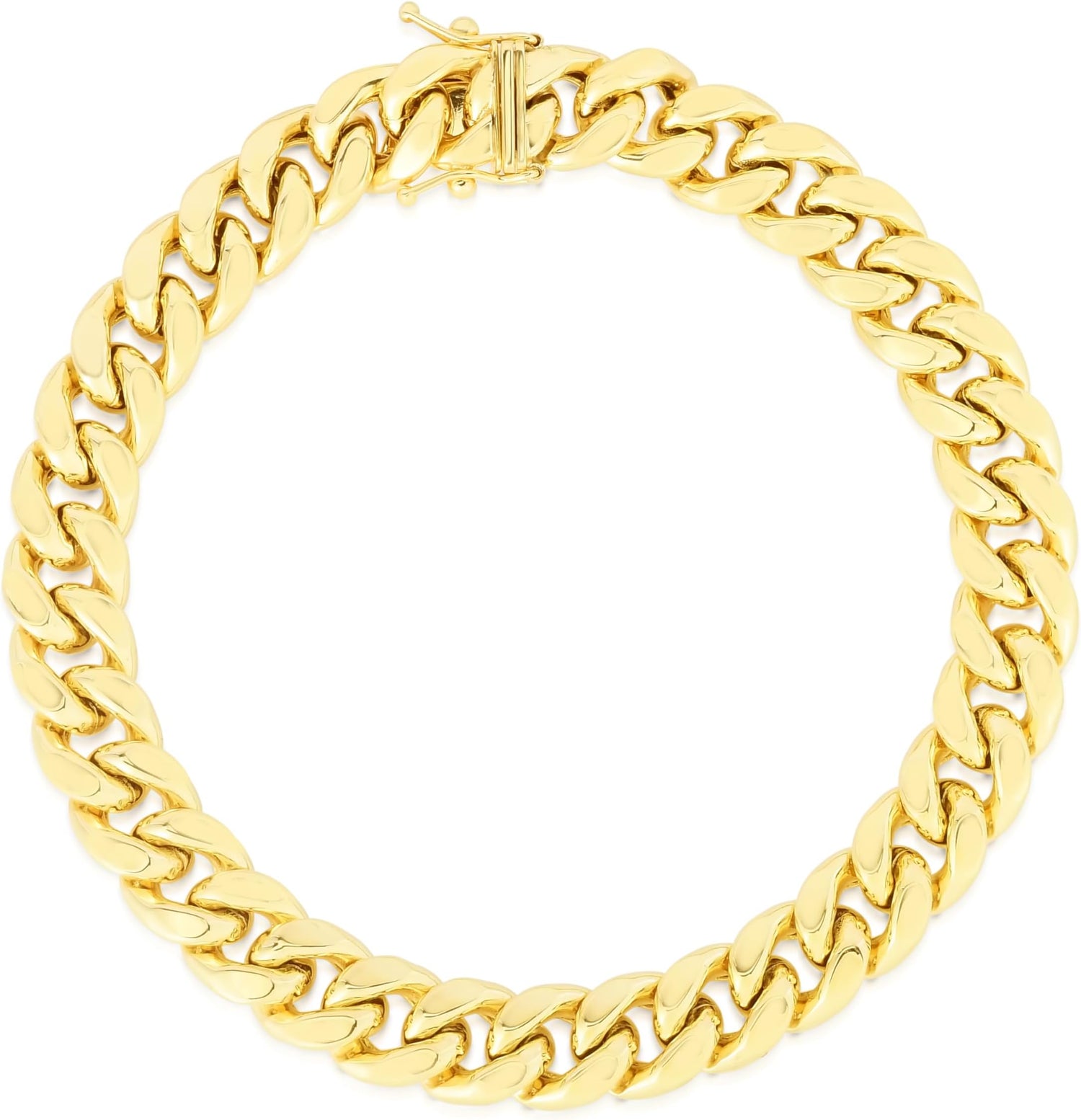 14k Yellow Gold 9.1mm Semi-Lite Miami Cuban Chain Bracelet