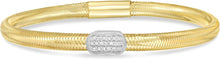 Load image into Gallery viewer, Italian .09cttw Diamond 14k Two-Tone Gold Oval Charm Stretch Mesh Slip-On Bracelet
