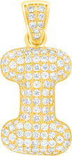 Load image into Gallery viewer, 10k Yellow Gold 0.7&quot; Pave CZ Personalized Bubble Alphabet Letter A - Z Initial Charm Pendant with optional Chain Necklace
