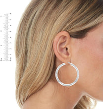 Load image into Gallery viewer, 10k White Gold 4mm High Polish and Satin Finish Round Tube Hoop  Earrings
