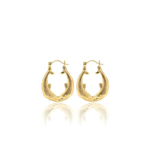 Load image into Gallery viewer, 10k Yellow Gold Friendship Love Kissing Dolphins Hoop Earrings
