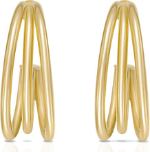 Load image into Gallery viewer, 14k Yellow Gold 25mm Triple Row Split C-Hoop Earrings
