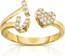 Load image into Gallery viewer, 10k Yellow Gold I Love You Heart CZ Women's Ring
