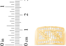Load image into Gallery viewer, 10k Yellow Gold 12.6mm Pave CZ Rectangle Signet with Striped Diamond Cut Ring, Sizes 4-13
