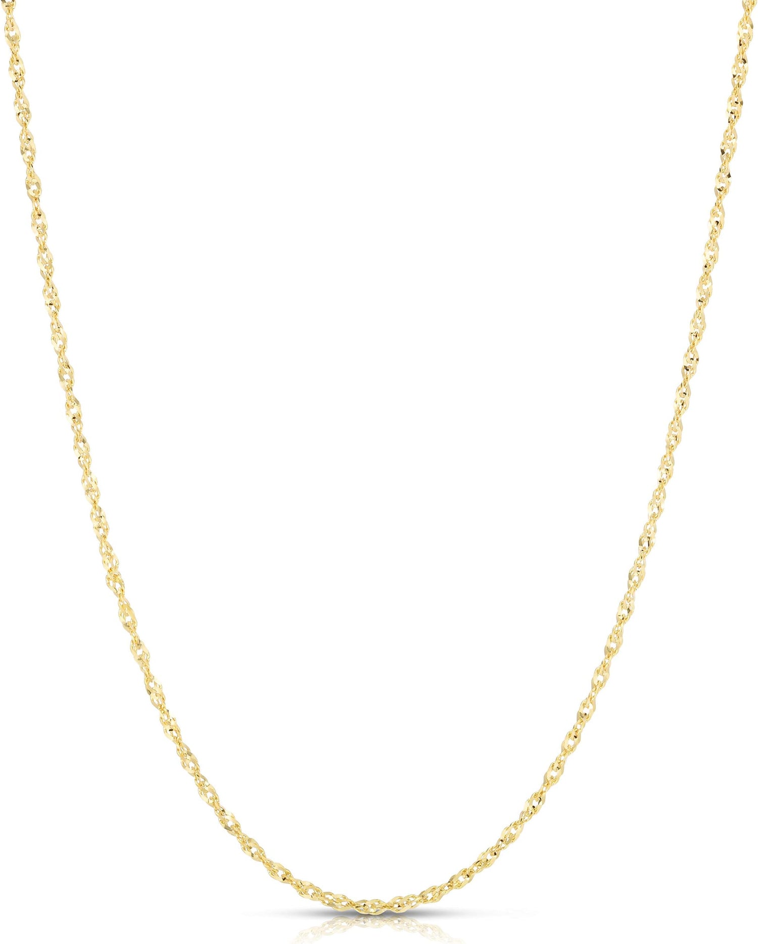 10k Yellow Gold 2.2mm Solid Thin Singapore Chain Necklace