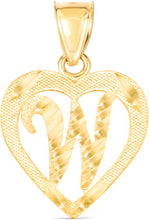 Load image into Gallery viewer, 10k Yellow Gold 19mm Personalized Alphabet Letter A - Z Initial Heart Pendant with optional Extendable Cable Chain Necklace
