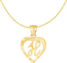 Load image into Gallery viewer, 10k Yellow Gold 19mm Personalized Alphabet Letter A - Z Initial Heart Pendant with optional Extendable Cable Chain Necklace

