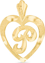 Load image into Gallery viewer, 10k Yellow Gold 24mm Personalized Alphabet Letter A - Z Initial Heart Pendant with optional Extendable Cable Chain Necklace

