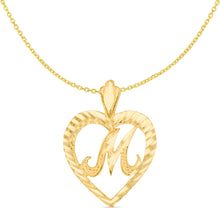 Load image into Gallery viewer, 10k Yellow Gold 24mm Personalized Alphabet Letter A - Z Initial Heart Pendant with optional Extendable Cable Chain Necklace
