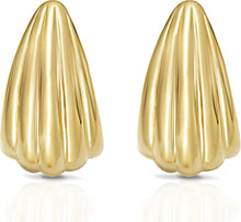 Load image into Gallery viewer, 925 Sterling Silver or 14k Gold over Silver 21.7mm Scalloped Hoop Earrings
