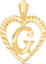Load image into Gallery viewer, 10k Yellow Gold 24mm Personalized Alphabet Letter A - Z Initial Heart Pendant with optional Extendable Cable Chain Necklace

