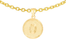 Load image into Gallery viewer, 10k Yellow Gold 0.63&quot; Personalized Medallion Alphabet Letter A - Z Initial Charm Pendant with optional Extendable Chain Necklace
