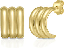 Load image into Gallery viewer, 14k Yellow Gold Triple Row C-Hoop Earrings
