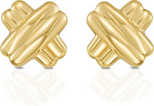Load image into Gallery viewer, 925 Sterling Silver or 14k Gold over Silver 22.8mm Puffy Double X Stud Earrings
