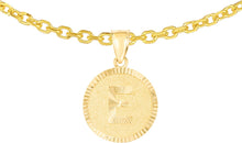 Load image into Gallery viewer, 10k Yellow Gold 0.63&quot; Personalized Medallion Alphabet Letter A - Z Initial Charm Pendant with optional Extendable Chain Necklace
