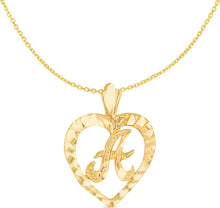 Load image into Gallery viewer, 10k Yellow Gold 24mm Personalized Alphabet Letter A - Z Initial Heart Pendant with optional Extendable Cable Chain Necklace
