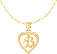 Load image into Gallery viewer, 10k Yellow Gold 19mm Personalized Alphabet Letter A - Z Initial Heart Pendant with optional Extendable Cable Chain Necklace
