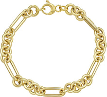 Load image into Gallery viewer, Italian 14k Yellow Gold 7.4mm Figaro Link Bracelet, 7.25 Inch
