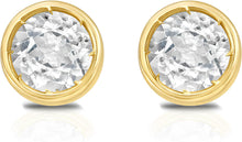 Load image into Gallery viewer, 14k Yellow Gold 5mm Round Birthstone Stud Earrings (Garnet, Amethyst, Aquamarine, White Topaz, Emerald, Moonstone, Ruby, Peridot, Blue Sapphire, Pink Sapphire, Citrine, Sky Blue Topaz)
