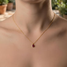 Load image into Gallery viewer, 14k Yellow Gold 4mm Birthstone Charm Pendant Chain Necklace, 16"-18" (Garnet Amethyst Aquamarine White Topaz Emerald Moonstone Ruby Peridot Blue Sapphire Pink Sapphire Citrine Sky Blue Topaz)

