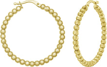 Load image into Gallery viewer, 14k Yellow Gold 25.2mm x 3mm or 35.6mm x 3mm Bead Hoop Earrings
