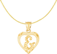 Load image into Gallery viewer, 10k Yellow Gold 19mm Personalized Alphabet Letter A - Z Initial Heart Pendant with optional Extendable Cable Chain Necklace
