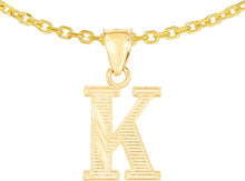 Load image into Gallery viewer, 10k Yellow Gold 0.45&quot; Personalized Lighting Alphabet Letter A - Z Initial Charm Pendant with optional Extendable Chain Necklace

