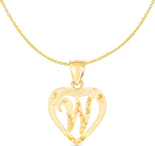 Load image into Gallery viewer, 10k Yellow Gold 19mm Personalized Alphabet Letter A - Z Initial Heart Pendant with optional Extendable Cable Chain Necklace
