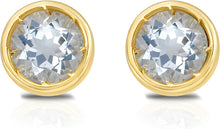Load image into Gallery viewer, 14k Yellow Gold 5mm Round Birthstone Stud Earrings (Garnet, Amethyst, Aquamarine, White Topaz, Emerald, Moonstone, Ruby, Peridot, Blue Sapphire, Pink Sapphire, Citrine, Sky Blue Topaz)
