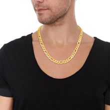 Load image into Gallery viewer, 10k Yellow Gold 9mm Lite Figaro Monaco Link Chain Necklace
