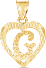 Load image into Gallery viewer, 10k Yellow Gold 19mm Personalized Alphabet Letter A - Z Initial Heart Pendant with optional Extendable Cable Chain Necklace
