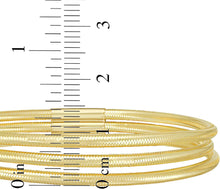 Load image into Gallery viewer, Italian 14k Yellow Gold 8.7mm Triple Row Stretch Mesh Slip-On Bracelet
