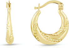 Load image into Gallery viewer, 10k Yellow Gold 19mm High Polish Beaded Twisted Swirl Design Hoop Earrings
