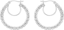 Load image into Gallery viewer, 14k White Gold 24.5mm x 2.6mm Ice Chain Round Hoop Earrings
