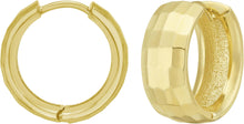 Load image into Gallery viewer, 14k Yellow Gold 13.8mm x 6.2mm Thick Checkerboard Patterned Huggie Hoop Earrings
