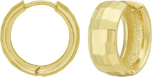 Load image into Gallery viewer, 14k Yellow Gold 13mm Thick Checkerboard Patterned Huggie Hoop Earrings
