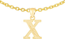 Load image into Gallery viewer, 10k Yellow Gold 0.45&quot; Personalized Lighting Alphabet Letter A - Z Initial Charm Pendant with optional Extendable Chain Necklace
