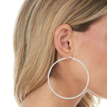 Load image into Gallery viewer, 14k White Gold 2mm High Polish Round Tube Hoop Earrings
