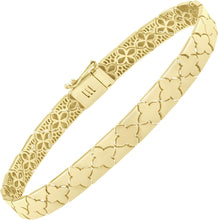 Load image into Gallery viewer, 14k Yellow Gold 6.5mm Clover Flower Tile Bracelet, 7 Inch
