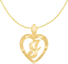 Load image into Gallery viewer, 10k Yellow Gold 24mm Personalized Alphabet Letter A - Z Initial Heart Pendant with optional Extendable Cable Chain Necklace
