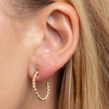 Load image into Gallery viewer, 14k Yellow Gold 21mm Textured Bead C-Hoop Earrings

