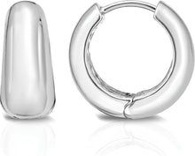 Load image into Gallery viewer, 925 Sterling Silver or 14k Gold over Silver 15mm Graduated Sculpted Hoop Earrings
