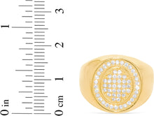 Load image into Gallery viewer, 10k Yellow Gold 17.4mm Pave CZ Oval Frame Signet Ring, Sizes 4-13

