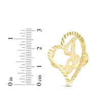 Load image into Gallery viewer, 10k Yellow Gold Small Medium Large or Extra Large A-Z Cursive initial Letter Heart Ring
